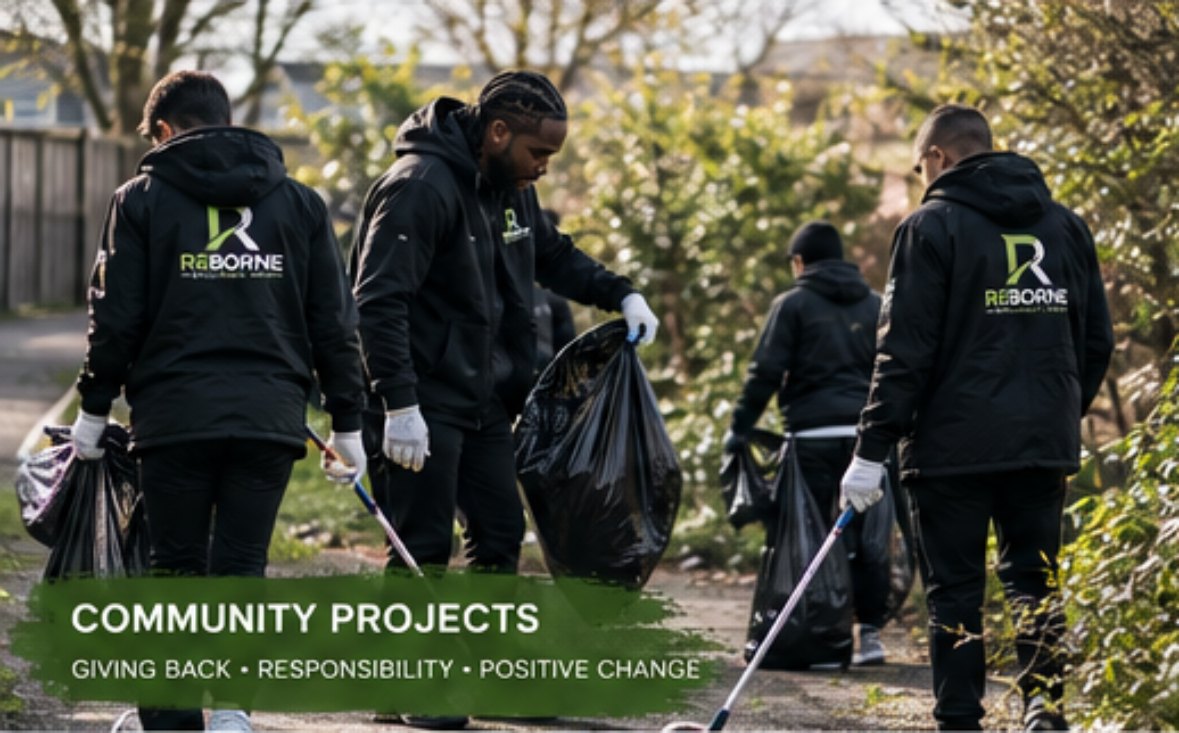 ReBorne team members taking part in a community clean-up project
