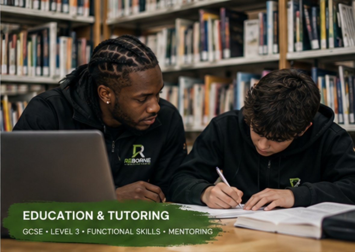 A mentor supporting a young person with education and tutoring